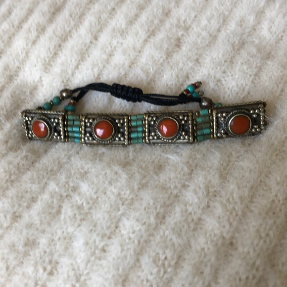 ⭐️ Tibetan turquoise and coral silver bracelet - Picture 4 of 4